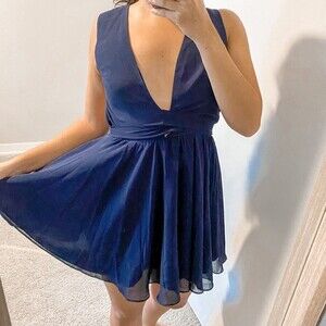 Lovers and Friends Dress Navy Blue Sleeveless Tie Cut Out Mini Small Cocktail
